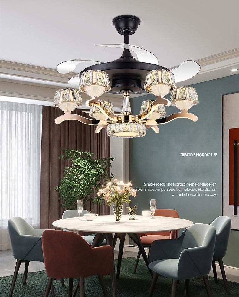 New Design Invisible Ceiling Fan with Chandeliers Pendant Light