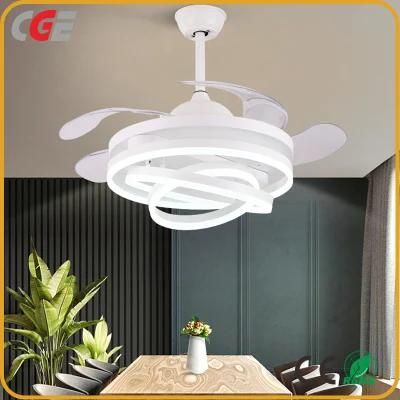 Modern Energy Saving White Invisible LED Ceiling Fan with Lamp Restaurant