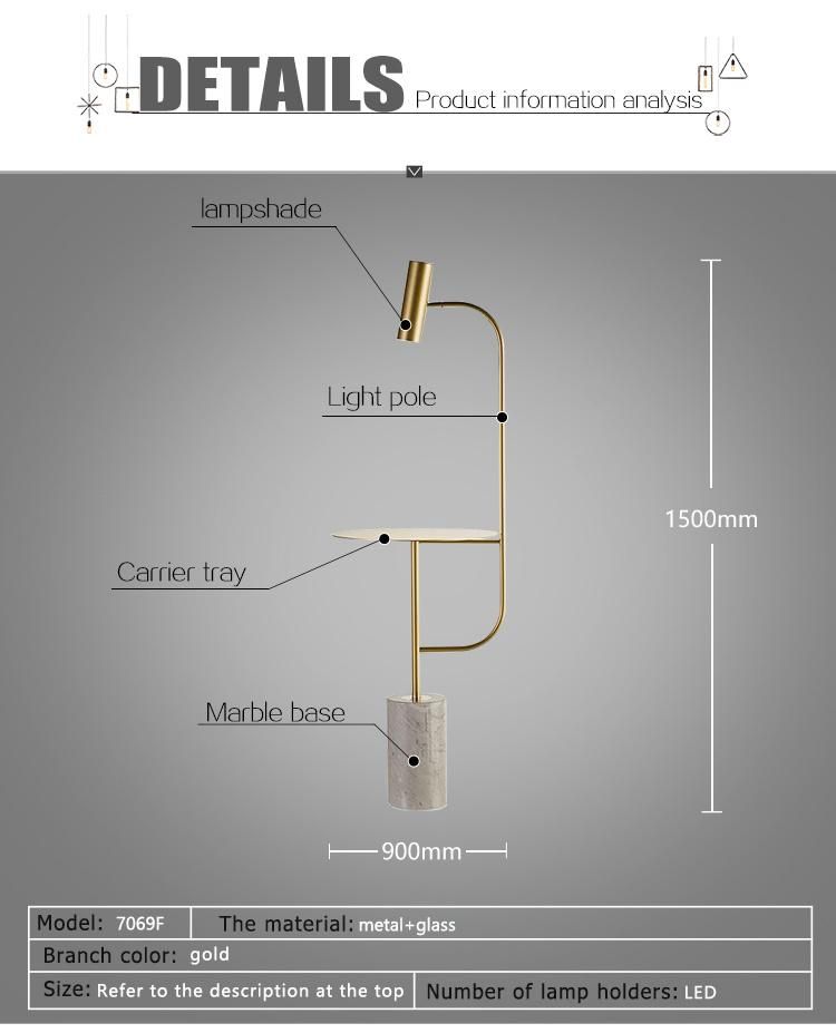 New Hotel Marble Floor Lamp with Tray