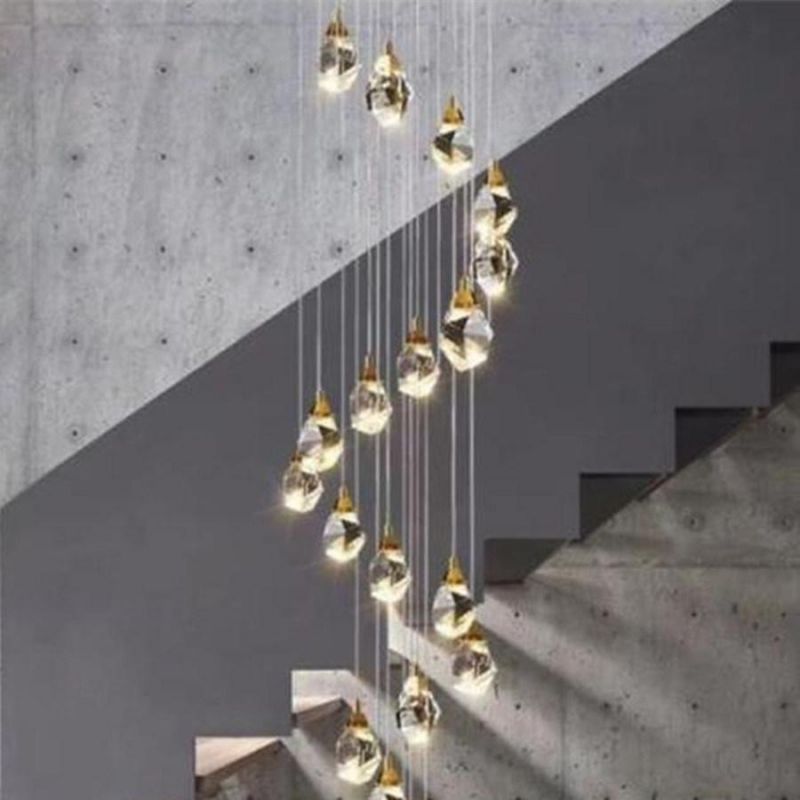 Nordic Pendant Lamps Design Diamond Long Wire Light LED Pendant Lights Decoration Stairs Suspended Lights (WH-AP-119)