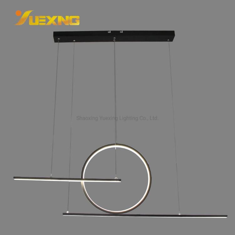Factory Direct Living Room Circle Modern Simple Strip Round Aluminum Black Pendant Lamp Decorative Hanging Light