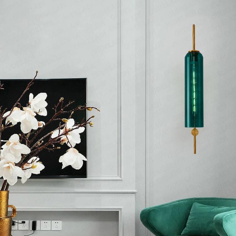 Creative Blue Glass Northern Europe Tube Hotel Prototype Room Wall Lamp (WH-OR-35)