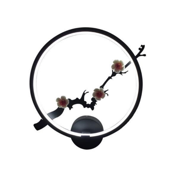 New Chinese Style Creative Personality Staircase Living Room Decoration LED Round Plum Blossom Wall Lamp