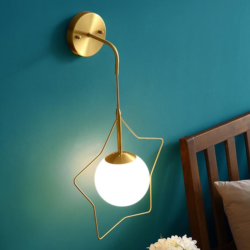 Living Room Copper Bedside Lamp Contracted Bedroom Stair Wall Lamp Star Light