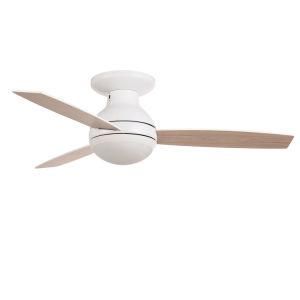 52 Inch Remote Control Flush Mounted Decorative Wood Ceiling Fan with LED Light
