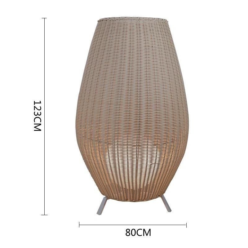 Luxury Black Ball Arch Halogen Desk Lamp Garden Natural Rattan Shades Outdoor LED Bamboo Floor Standing Light