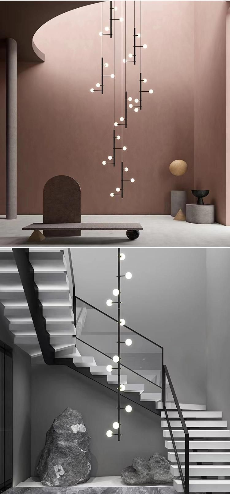 Modern Style Decorative Staircase Commercial Custom Project Luxury LED Chandelier Light