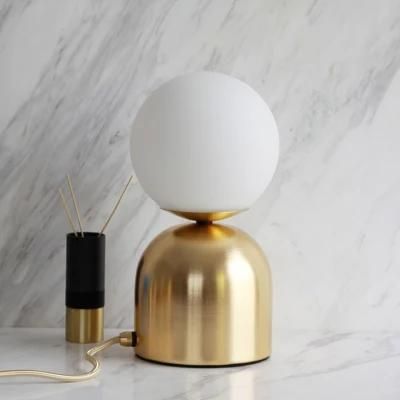 Brushed Brass Finish Metal Frame Home Glass Table Lamp