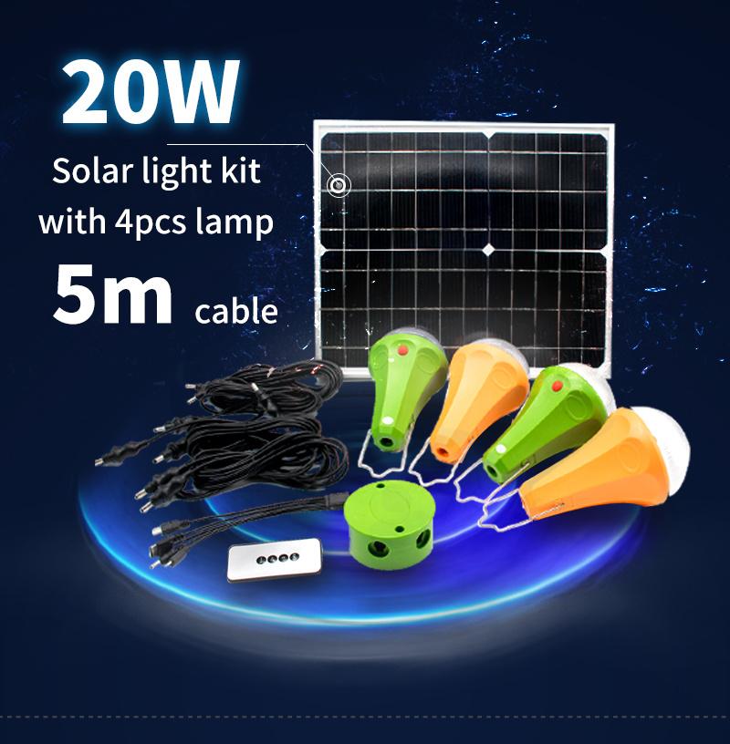 Portable Solar Lighting System Easy Carry Personal Solar Power Generator with Extra LED Bulbs Solar Home Light System Kit