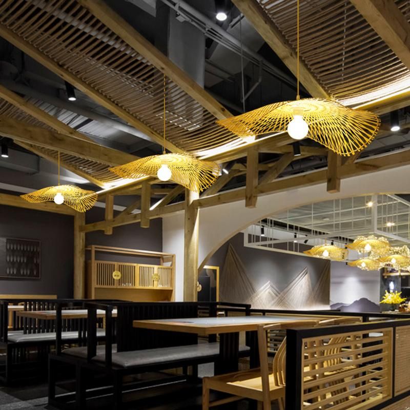 Wooden Bulb Restaurant Mall Chandelier Dining Room Pendant Lamp Light