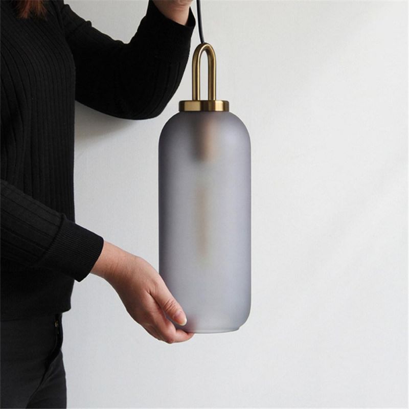 American Retro Decor Glass Pendant Lights Industrial Loft Bedroom Kitchen Hanging Lighting Art Smoke Glass Suspension Lights