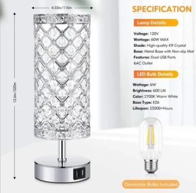 Trans-Boundary Bedroom Bedside Lamp USB Charge Touch Crystal Lamp Creative Foreign Trade LED Crystal Lamp