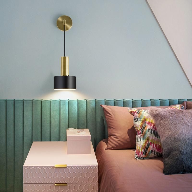 Nordic Brass Light Luxury Bedside Lamp Modern Living Room Bedroom Wall Lamp