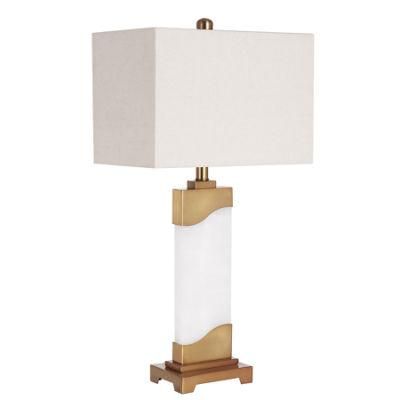 Hotel Table Lamp with Marble Stone, Fabric Shade E27, 60W X 1