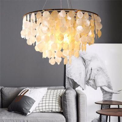 Modern Shell Chandelier Gold Chrome Metal Living Room Restaurant Hanging Light Fixtures Hotel Hall Hanglamp Luminaire Suspension