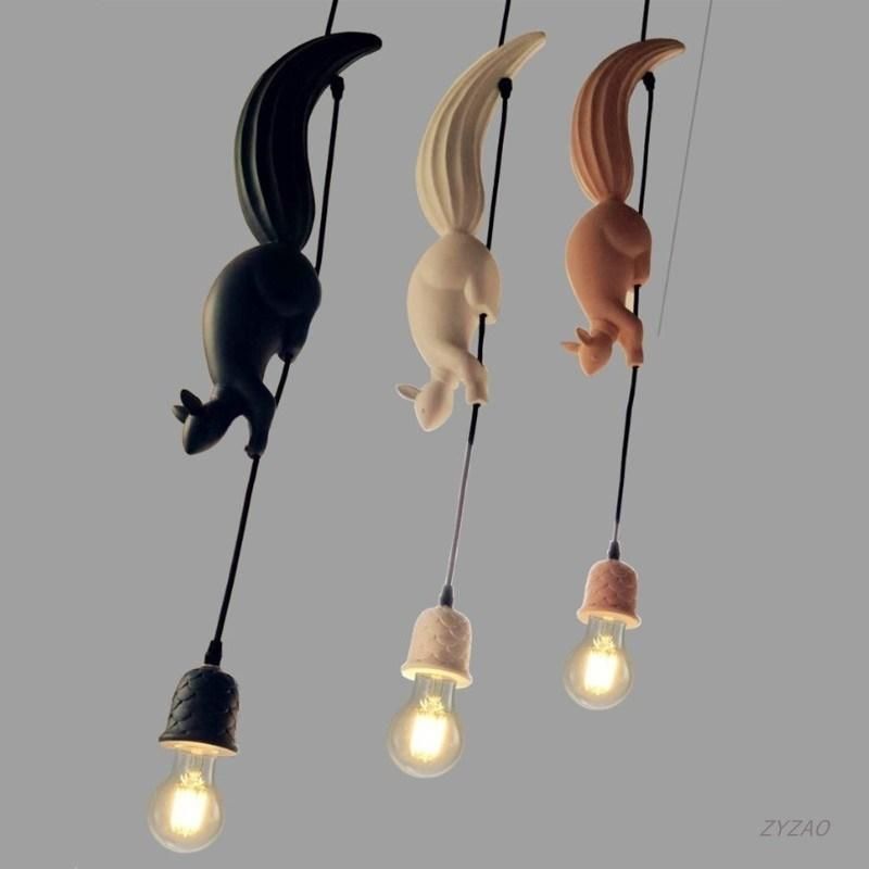 Creative Animal Squirrel Resin Pendant Lights Children′s Room Home Decor Hanging Lights Simple Modern Bar Kitchen Decor Hanglamp