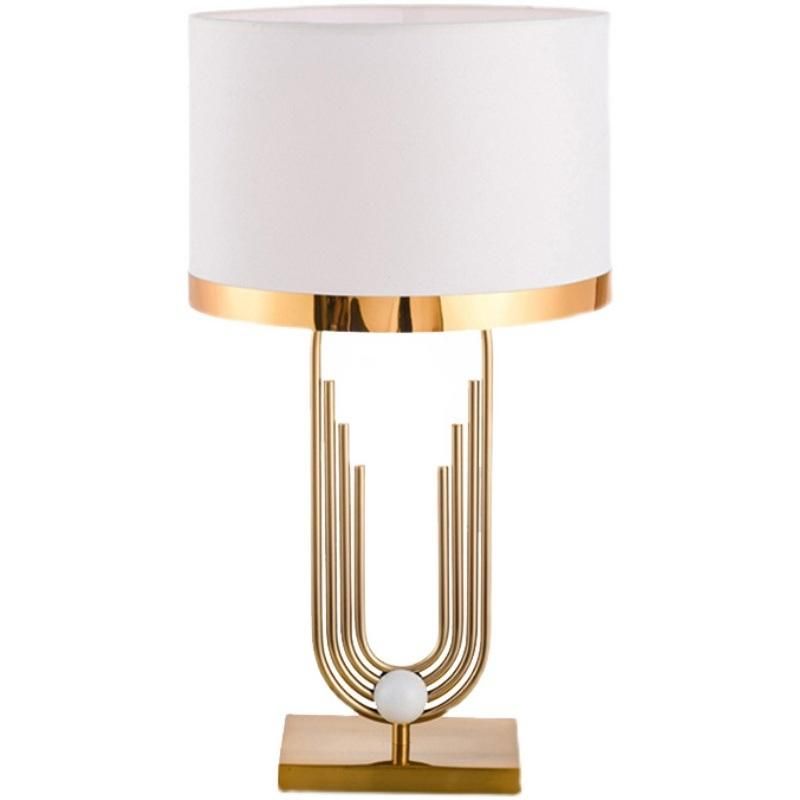 Creative Metal Fashion Lighting American Luxury Desk Lamp Cloth Shade Bedroom Hotel Guest Room Postmodern Designer Decorative Table Lamp