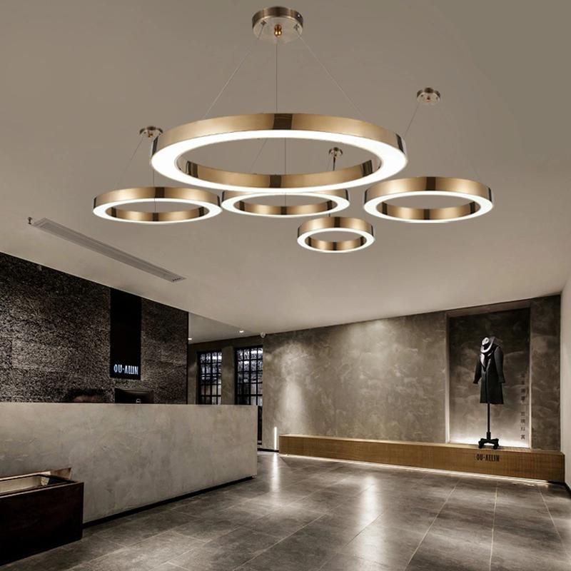 Custom Made Project Hotel Lobby Circular Ring LED Pendant Light
