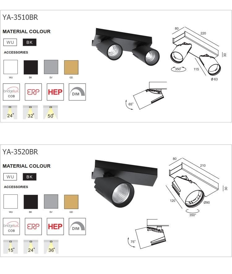 Aluminum 2X9.3W 2X13.9W Round 1-10V Dimmable Adjustable Modern LED Ceiling Sport Downlight