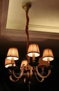 Good European Copper Fixtured Pendant Lamp with Fabric Shade