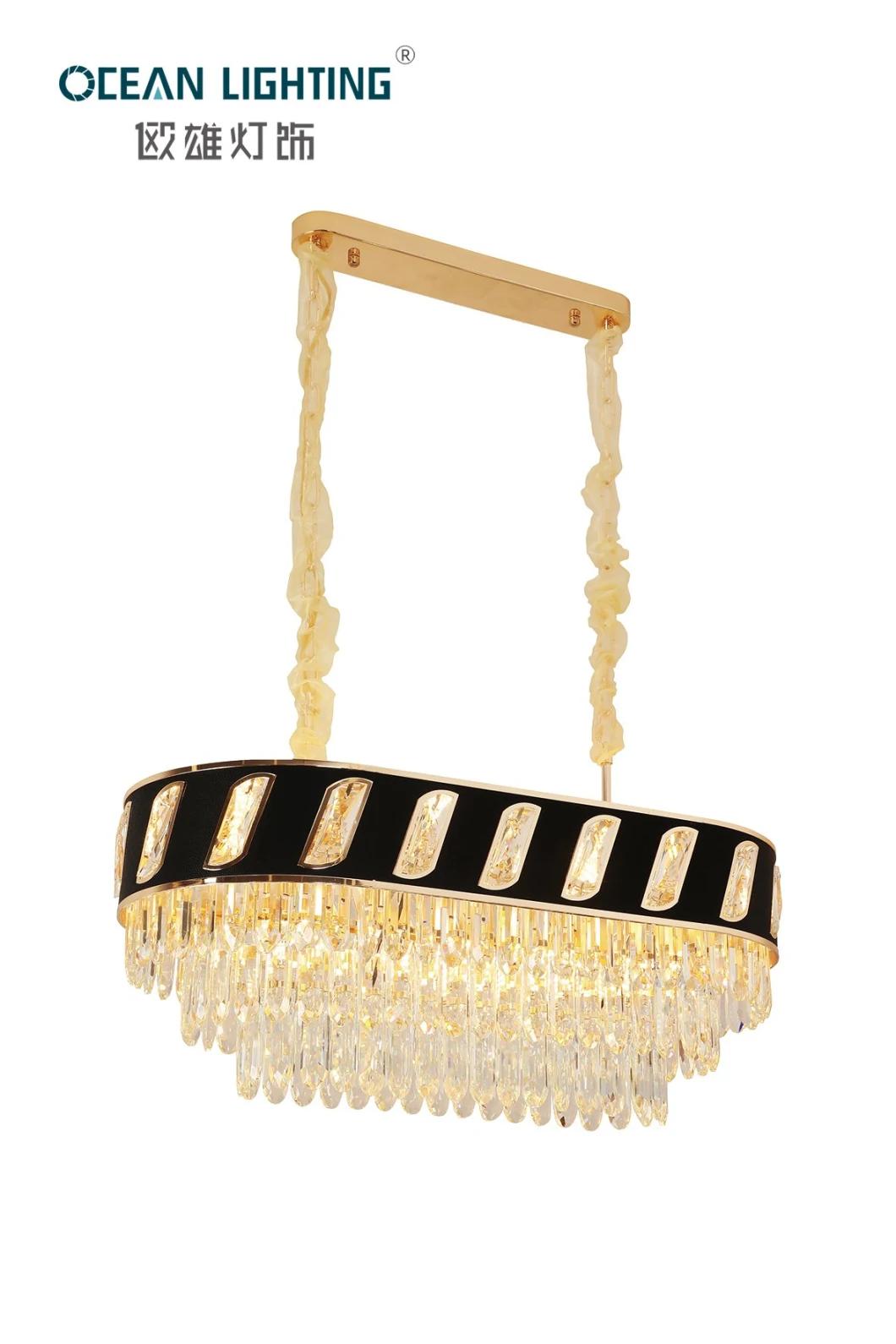 Golden Multilayer Lighting Oval Iron E14X13 K9 Crystal Chandelier Luxury