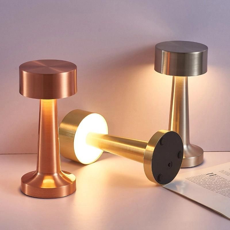 Retro Metal Cordless Lamp Touch Dimming USB Rechargeable Night Light LED Table Lamp for KTV Bar Restaurant
