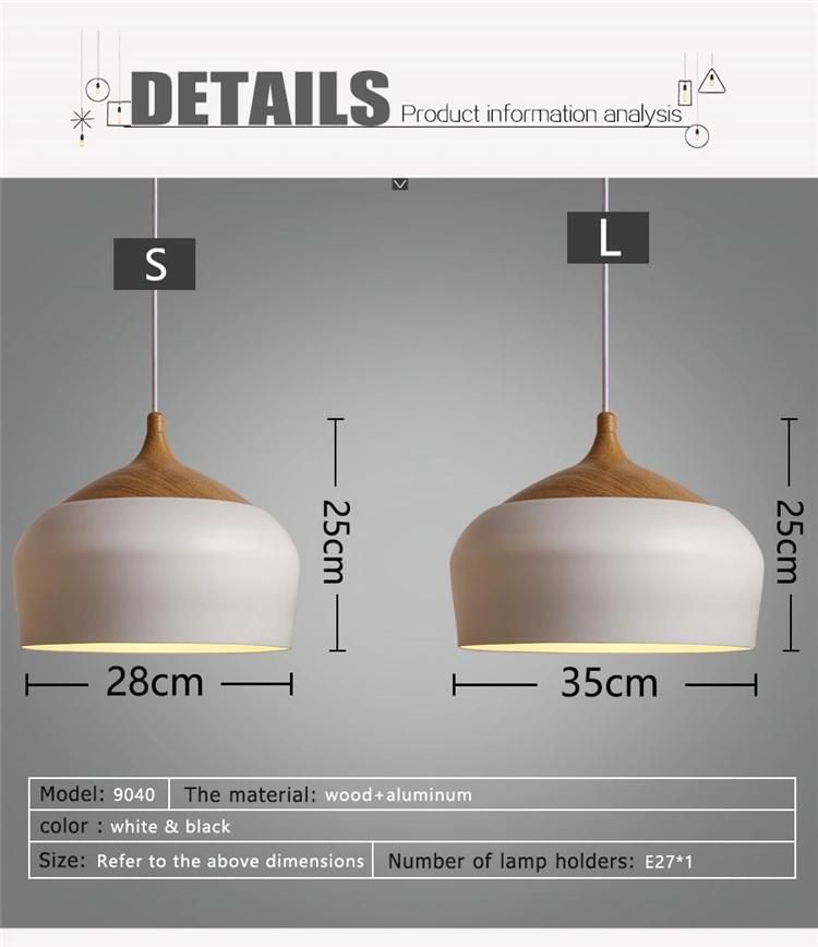 2019 Hot Sales Simple Aluminum Wood Pendant Lights Hanging Lamp