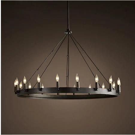 Black 9/12/15/18/27/33 PCS E14 Candle Chandelier Retro Iron Restaurant Kitchen Large Chandelier (WH-VP-112)