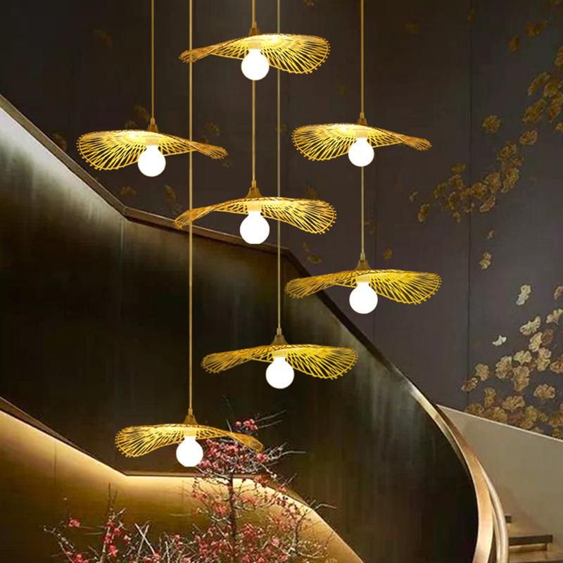 Wooden Bulb Restaurant Mall Chandelier Dining Room Pendant Lamp Light