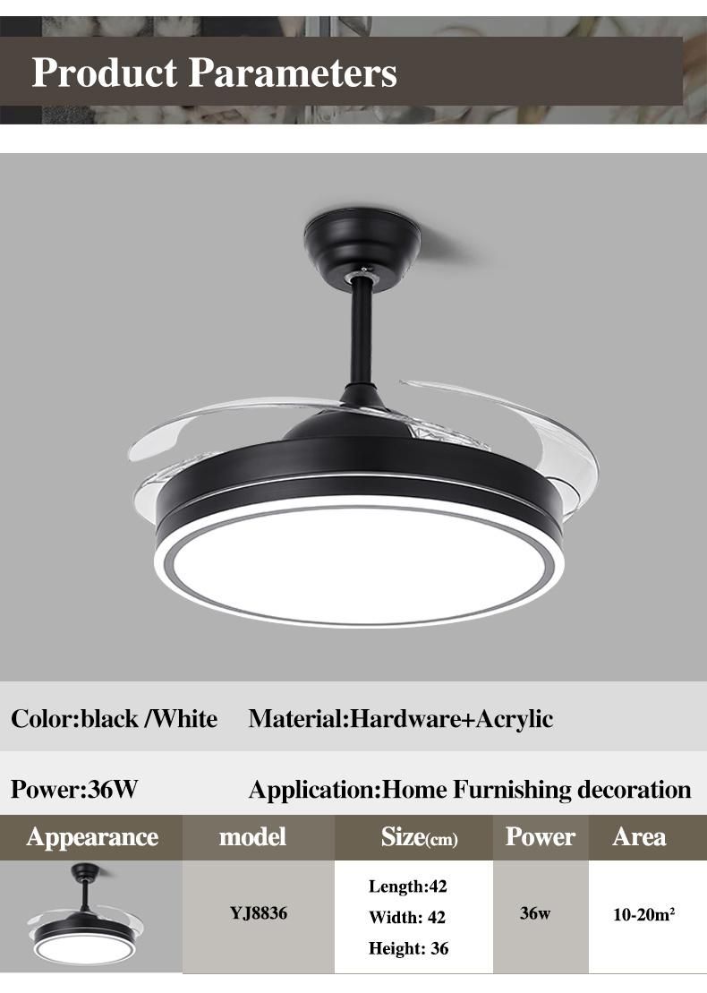 42" Modern Decorative Wholesale Invisible Blade Ceiling Fan Lamp