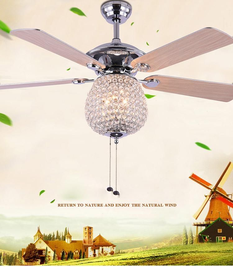 Low Power Consumption Plywood 52inch Decorative Indoor Industrial LED Ceiling Fan with Light