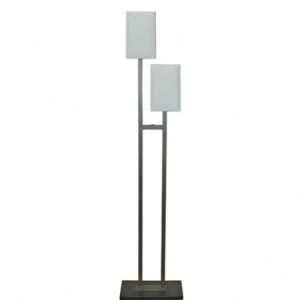 Contemporary Two Metal Tube Floor Lamp with Twin Lamp Shade