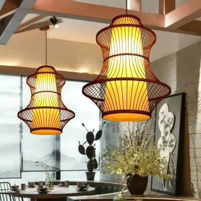 Hot Sale Room Lights Pendant Smoky Glass Dining Chandelier Modern Bamboo Lamp with Clubhouse