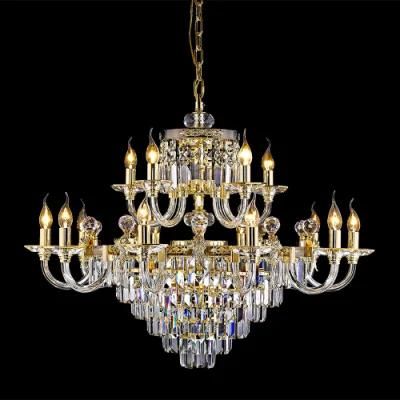 Zhongshan Hot Sale Custom Hotel Lobby Villa Hall Large Pendant Light European Golden Decoration Luxury Crystal Chandelier