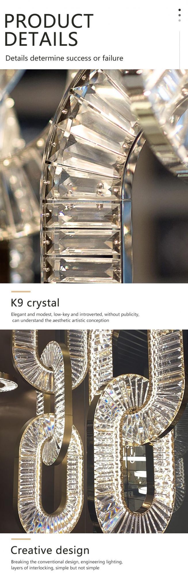 Modern Style Decorative Hotel Commercial Banquet Stair K9 Crystal Custom Chandelier