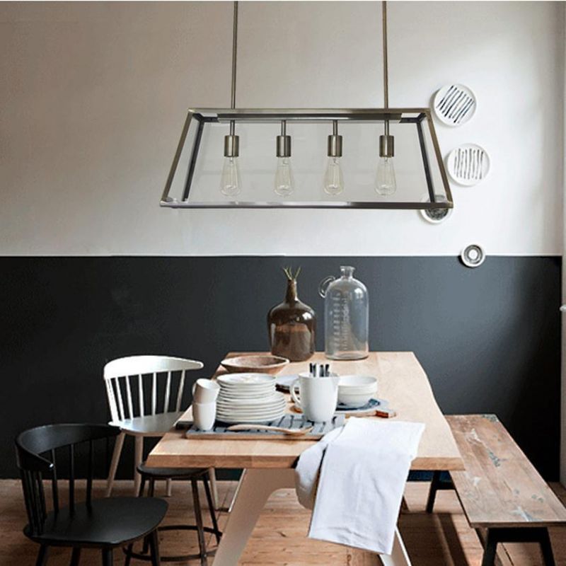 Loft Rectangle Pendant Lights with Glass Lampshade Vintage Pendant Lamp Fixtures (WH-VP-22)