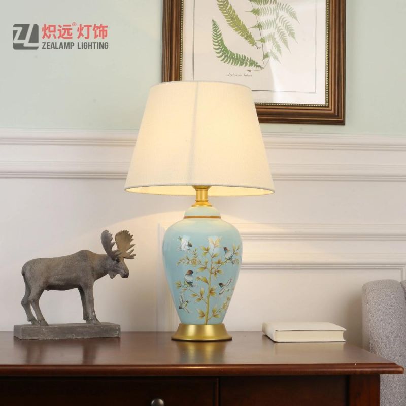 Flower Birds Ceramic Bedside Table Lamp for Study Desk (TL8040)