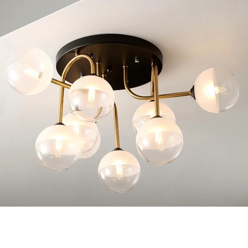 Nordic Ceiling Lamp Simple Modern Luxury Iron Glass Lampshade Living Room Light