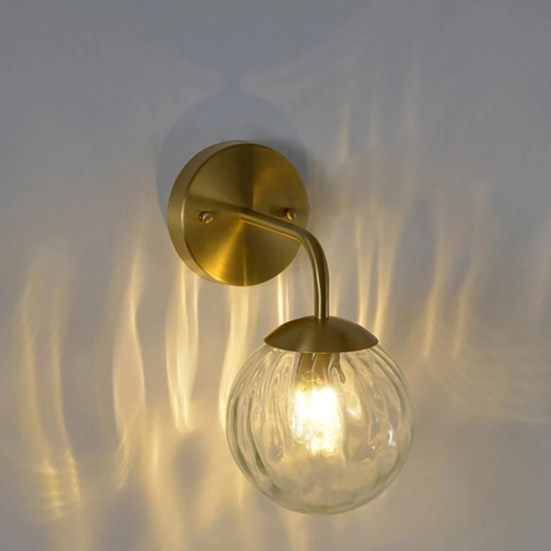 Bedroom Bedside Wall Lamp Nordic Style Glass Retro American Bronze Lighting