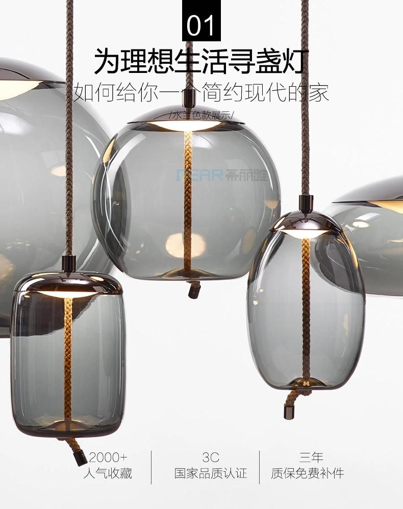 Scandinavian Glass Pendant Lights Bedside Nordic Industrial Luminaria Deco Knot Pendant Lights (WH-AP-281)