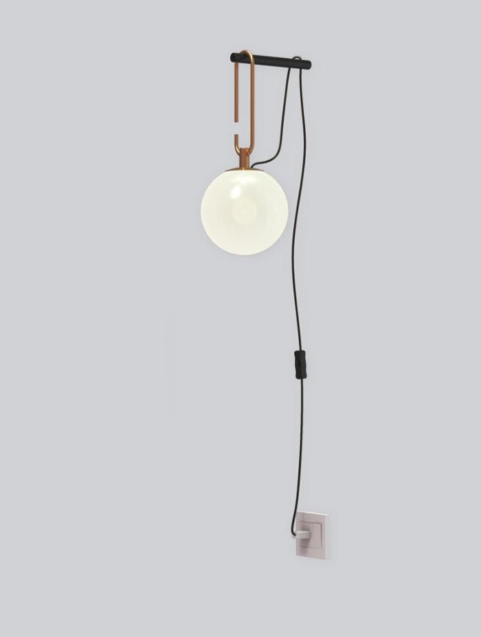 Modern Glass Wall Lamp Sconce Light with Plug for Bedside, Study Room