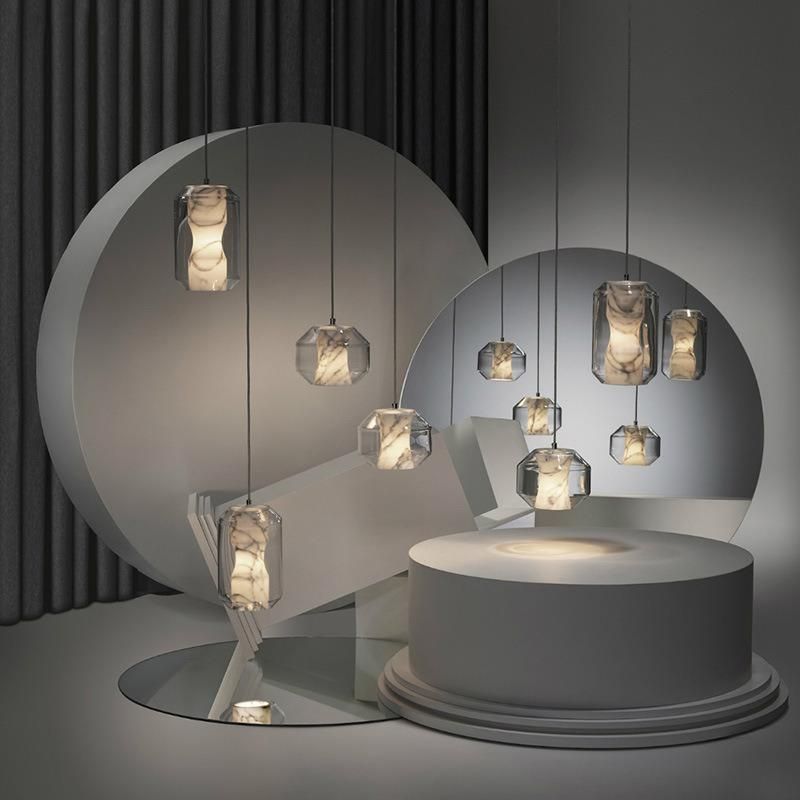 Nordic Modern Marble Pendant Lights Hall Restaurant Hotel Glass Pendant Lamp (WH-AP-204)