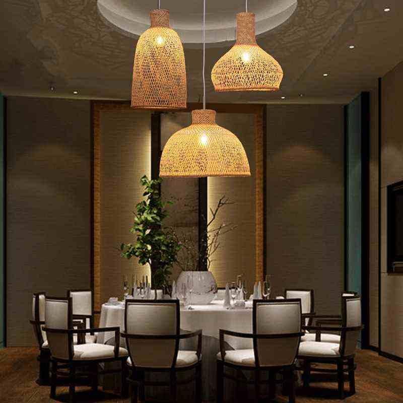 Wicker Basket Pendant Lights Kitchen Dining Room Sitting Room Decor (WH-WP-18)