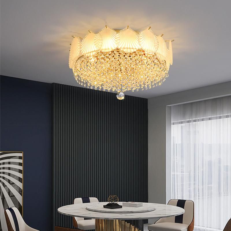 Luxury Creative Ceiling Light Crystal Glass Living Room Lotus Lamp (WH-CA-71)