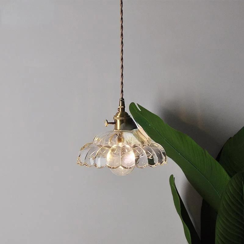 Modern Glass Flower Pendant Light Fixture Luminaire Kitchen Dining Room Restaurant Decoration Hanging Lamp (WH-GP-56)