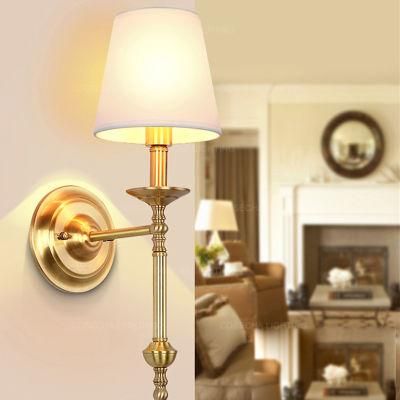 Noble Copper Wall Lights with Fabric Shade for Bedroom Hallway Gold Luxury Brass Wall Sconce (WH-OR-82)