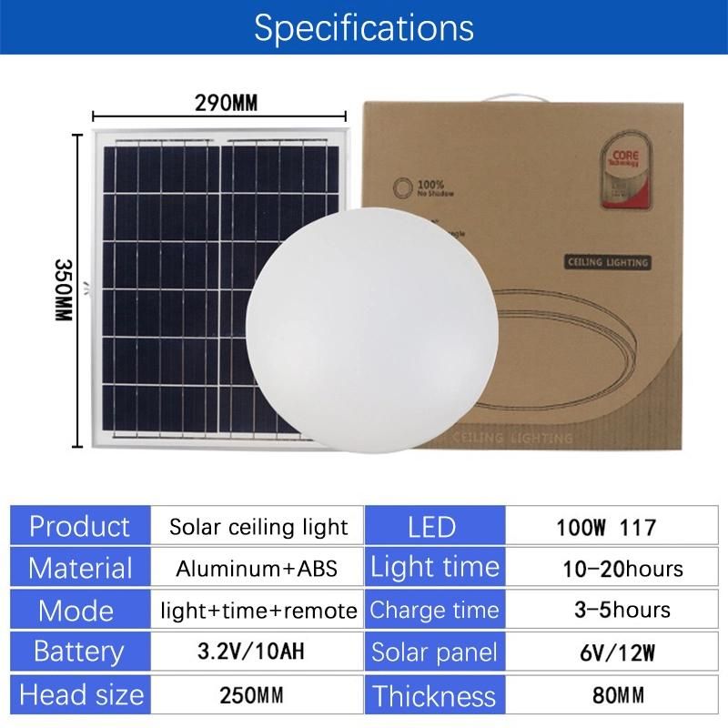 Solar Home Lighting System 150W Energy Saving Roof Top Lamp Garden Yard Balcony Home Use LED Street Flood Canopy Highbay Lights Solar LED Ceiling Bulb