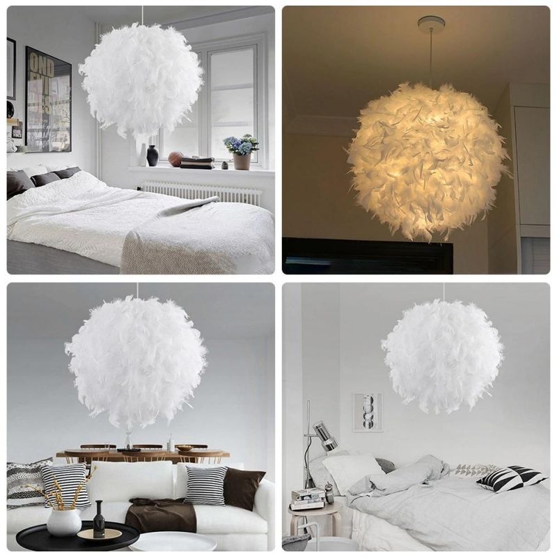 modern Feather Pendant Lamp E27 Lamp Holder Fairy Hanging Lamp Goose Feather Bedroom Dining Room Loft Chandelier Ceiling Light