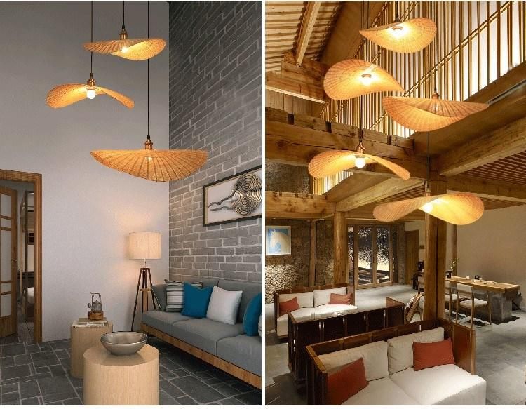 Chinese Hand Knitted Bamboo Pendant Lights Weaving Hanging Lamp Garden Restauran Bamboo Chandelier (WH-WP-26)