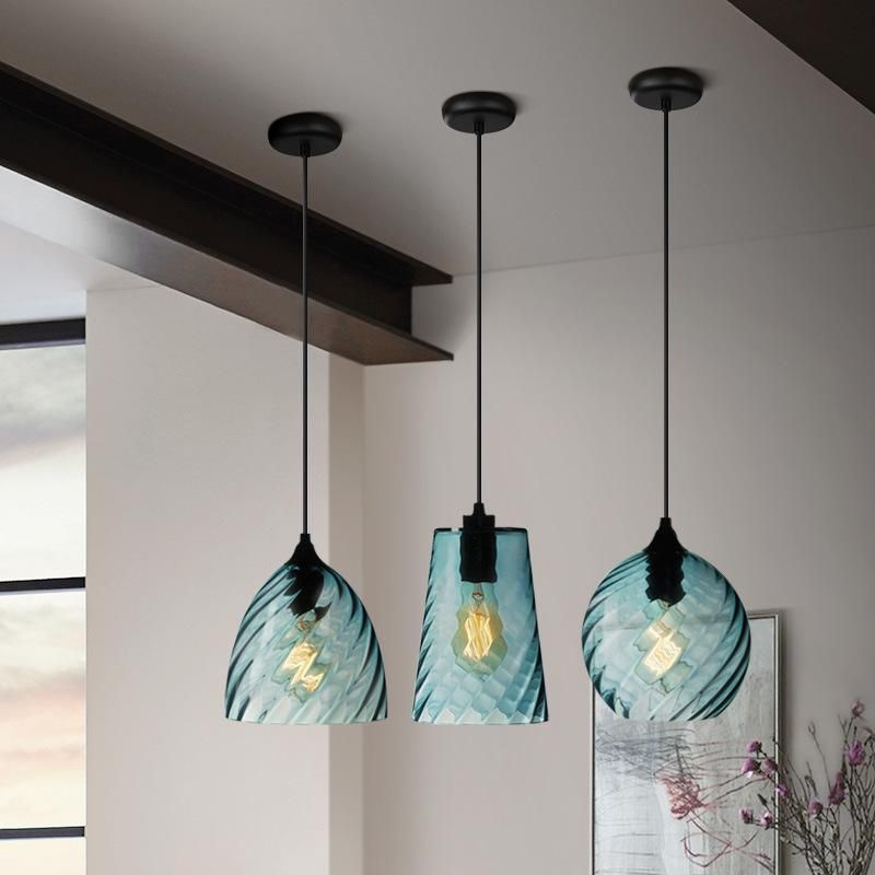 American Single Head E27 Blue Glass Pendant Simple Personality Nordic Bar Light (WH-GP-84)